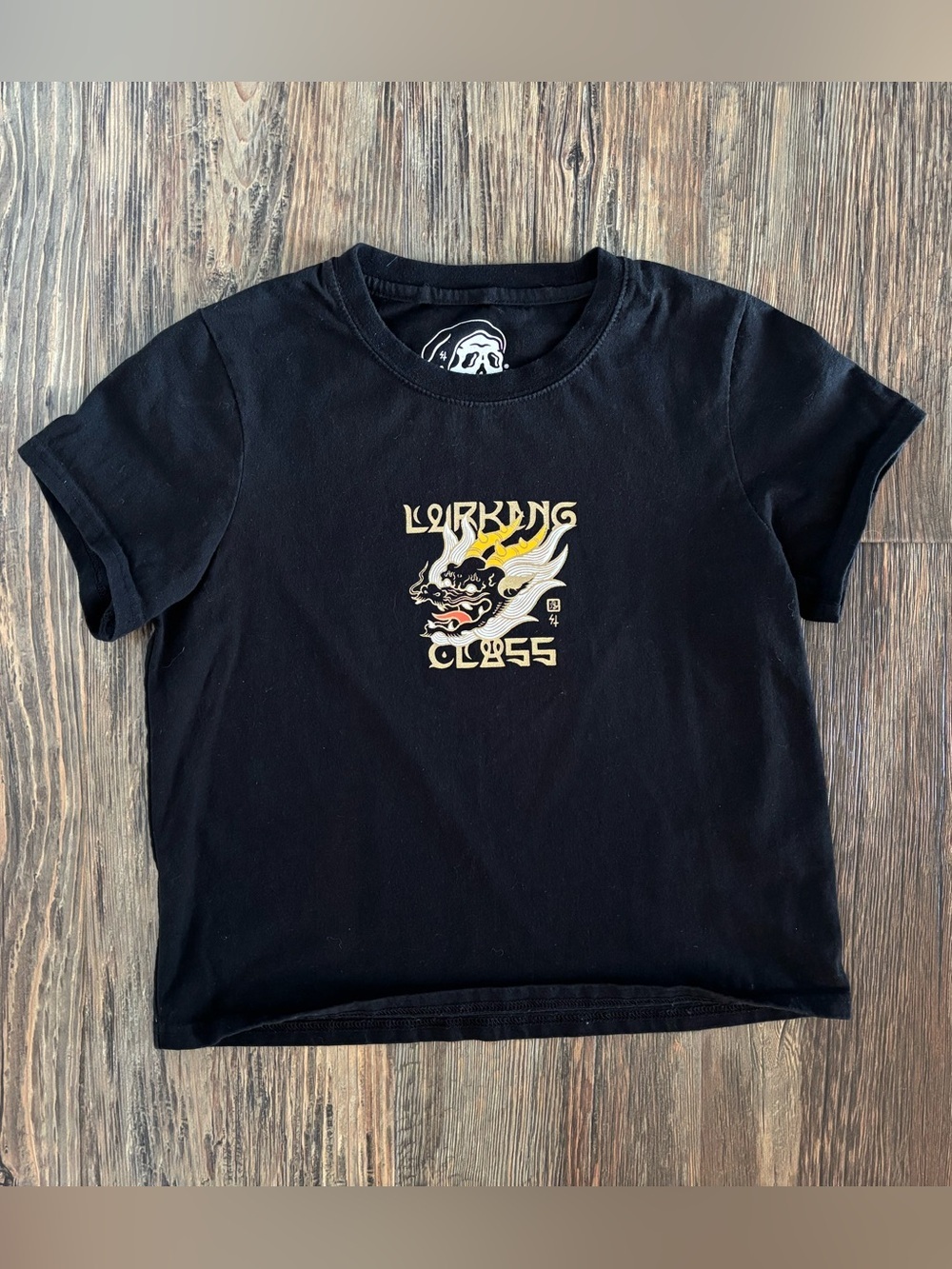 Lurking Class by Sketchy Tank Beast Black Cropped Graphic T-Shirt Medium Dragon